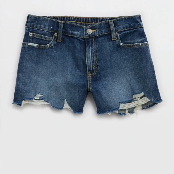 Aerie NWT Daydream Distressed Denim Short Rocky Blue size Large - Picture 3 of 8
